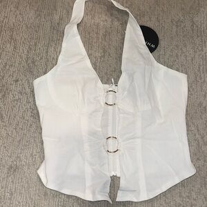 White fox halter top